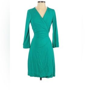 DVF Diane Von Furstenberg Green Teal Wrap Dress EUC